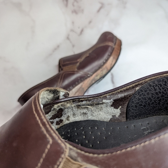 Dansko Clog Shoe Brown Wood Women Leather Low Top Slip On Casual - Picture 10 of 10